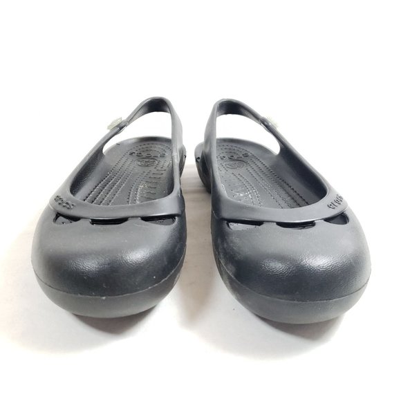 Crocs Womens Black Kadee Flats With Floral Detail Size 8 - Picture 6 of 10